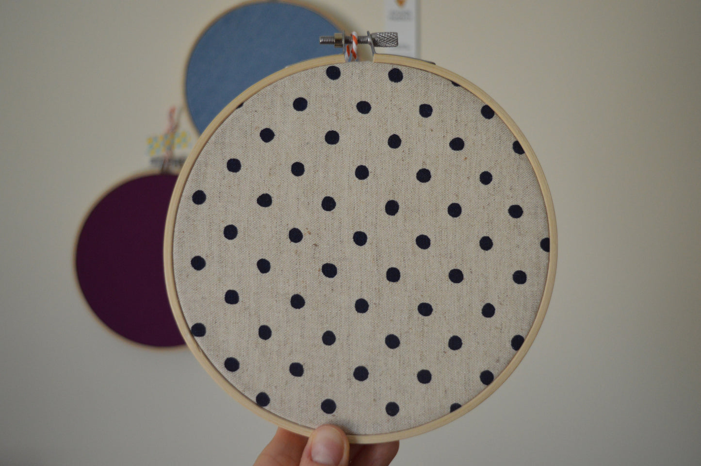 Navy Polka Dot 15cm / 6" Pin Display 1