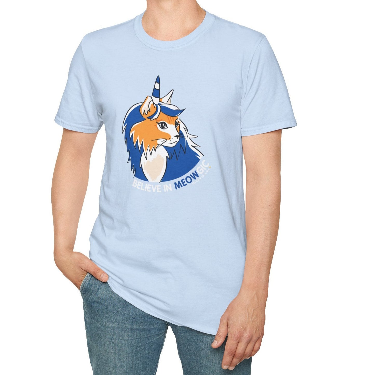 Believe In Meowgic T-Shirt Light Blue Wear 2