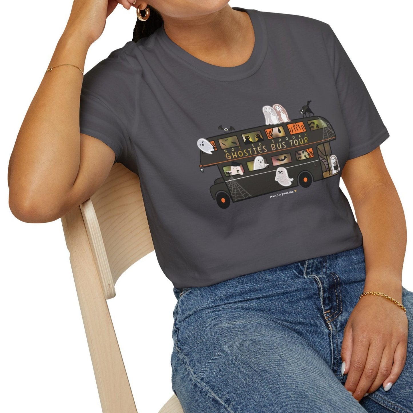 Ghosties Bus Tour T-Shirt - Charcoal