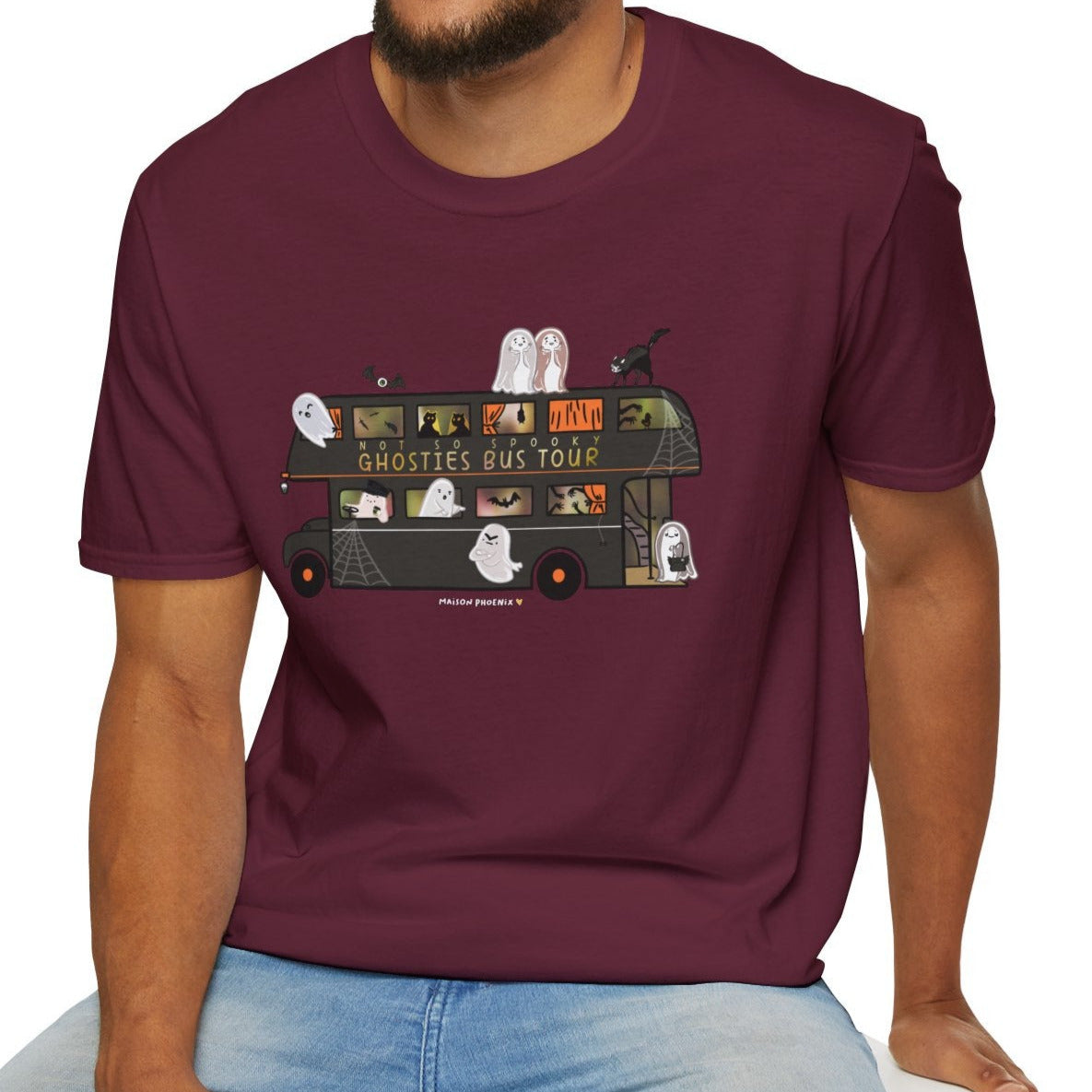 Ghosties Bus Tour T-Shirt - Maroon