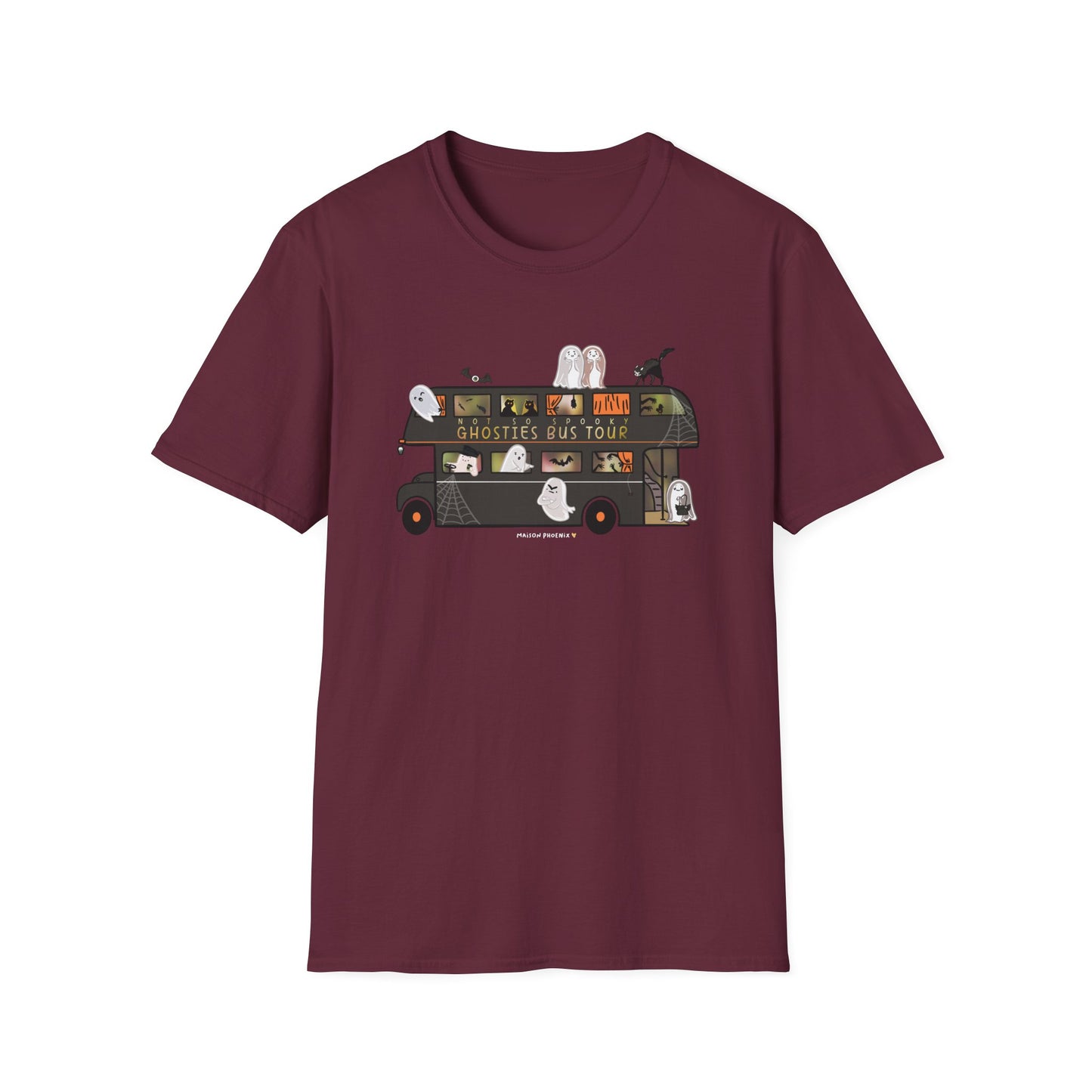 Ghosties Bus Tour T-Shirt - Maroon 1