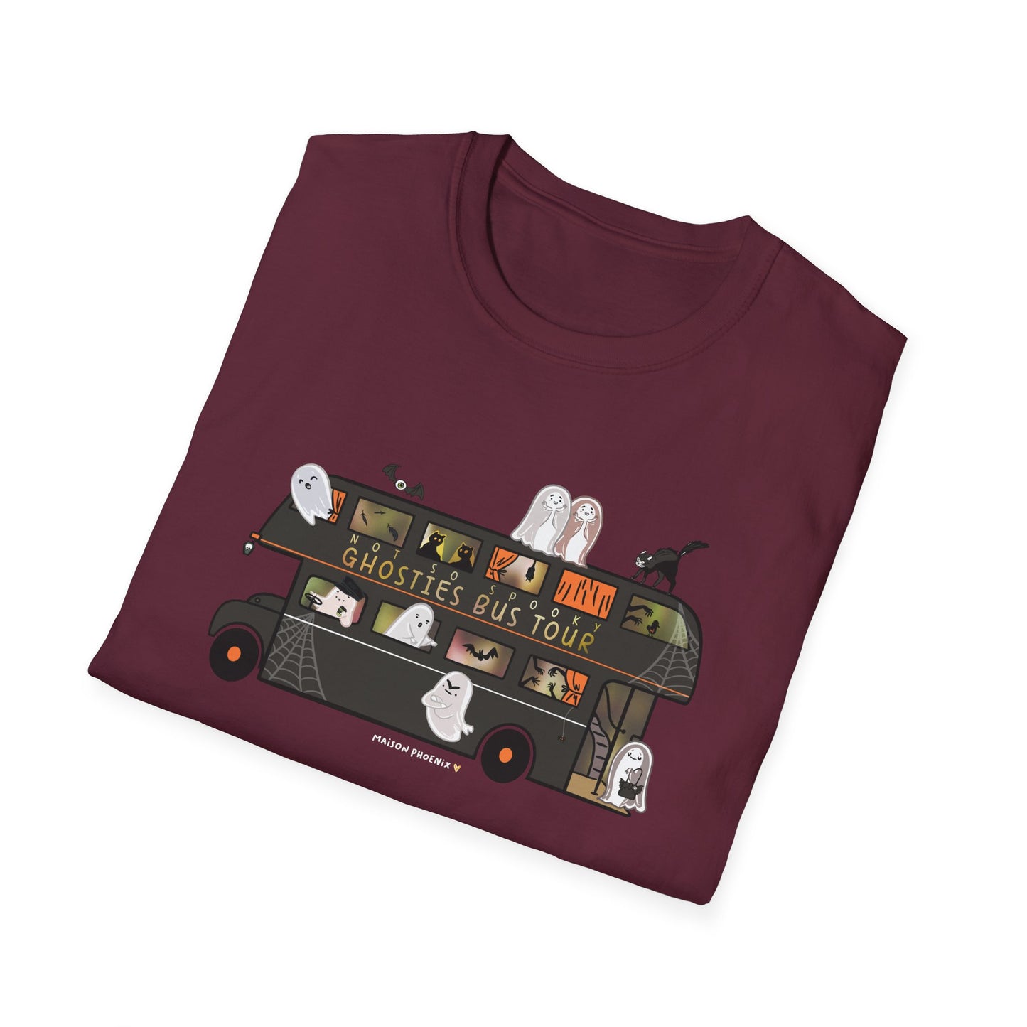 Ghosties Bus Tour T-Shirt - Maroon 2