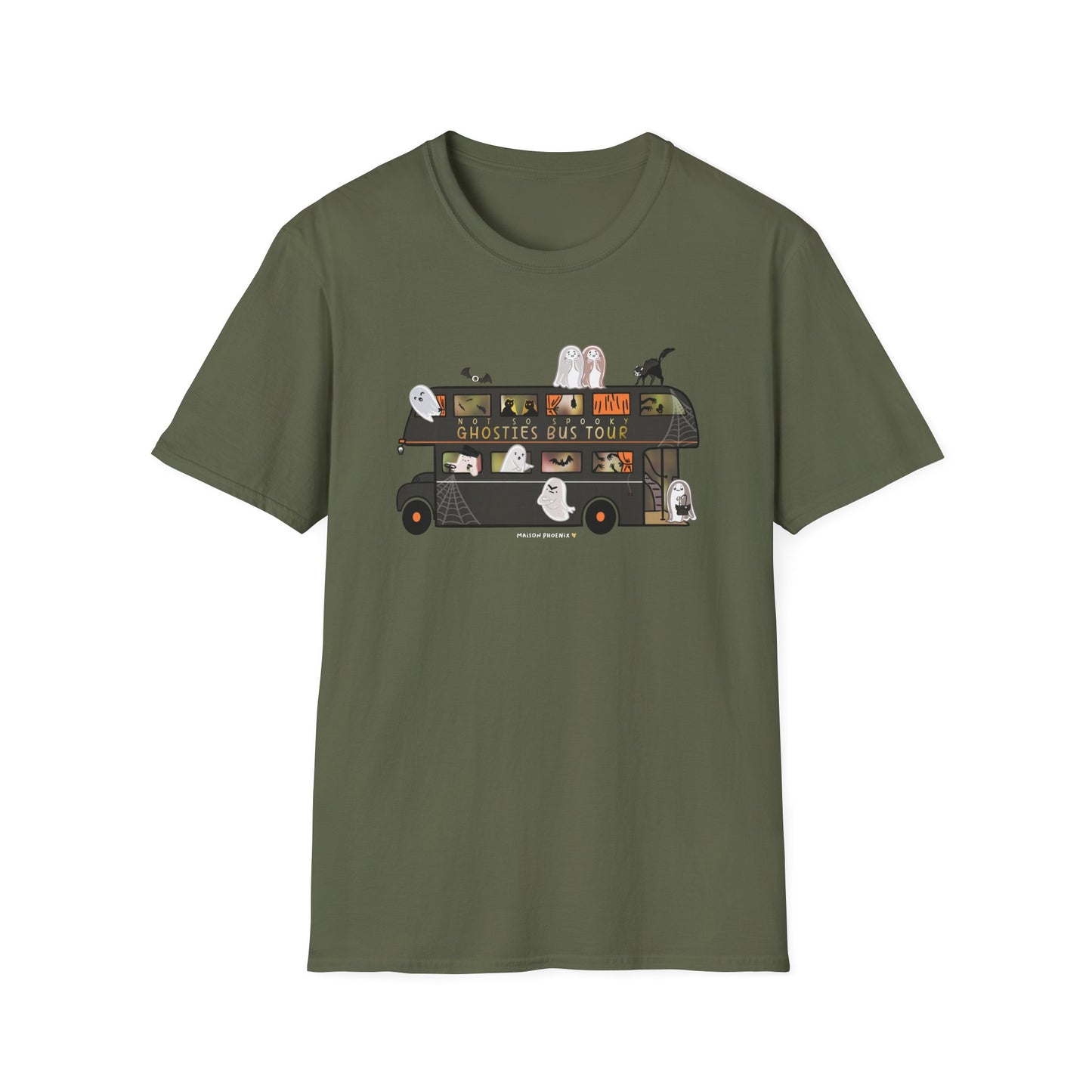 Ghosties Bus Tour T-Shirt - Military Green 1