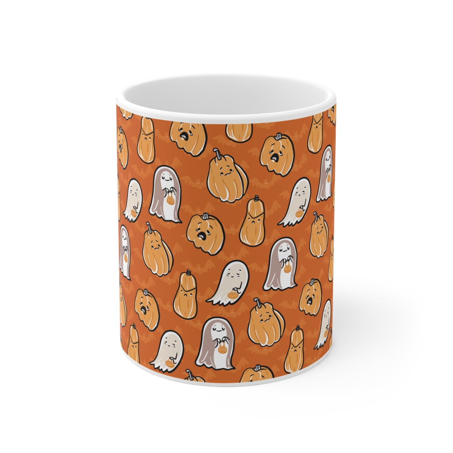 Orange Ghosts And Pumpkins Ceramic Mug 4