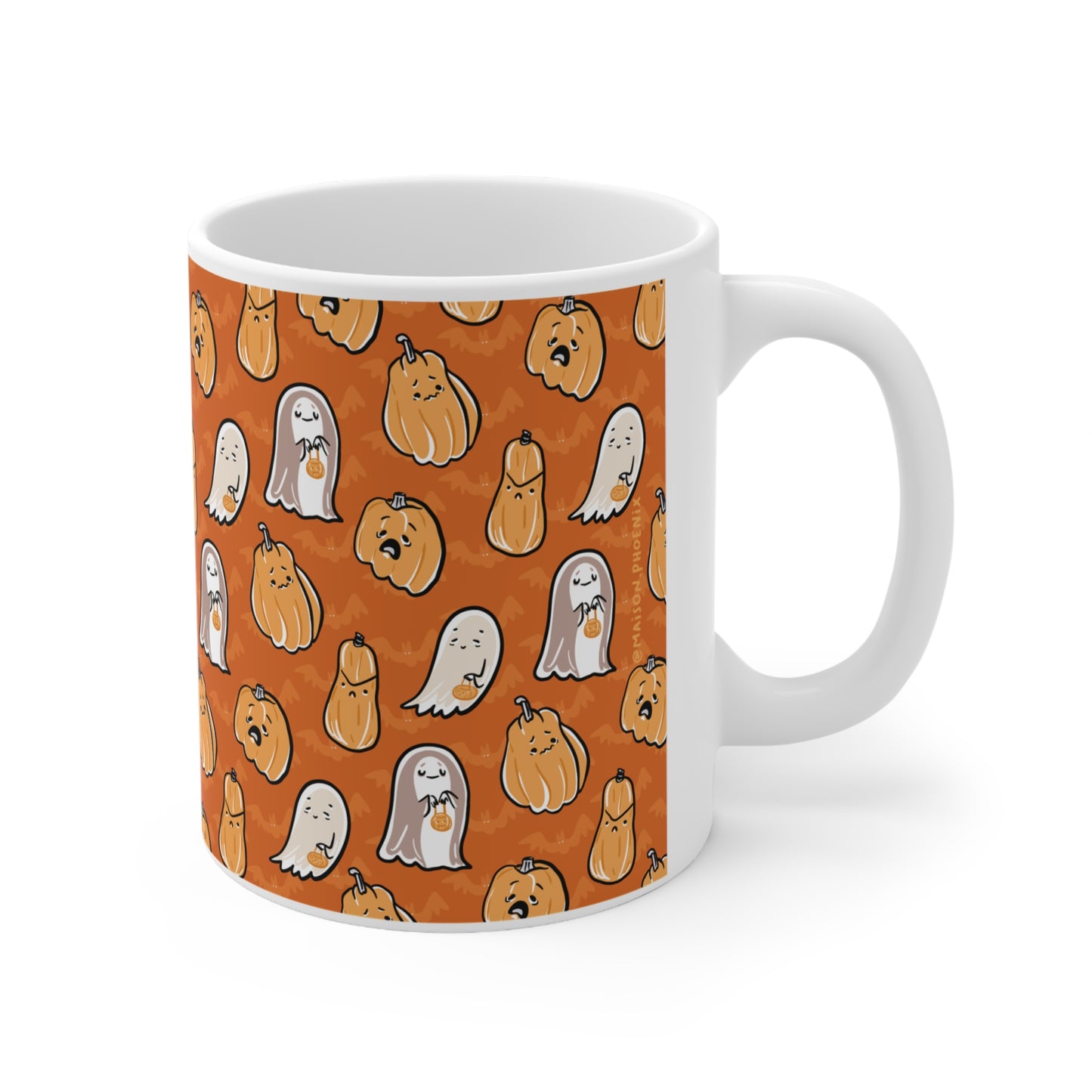 Orange Ghosts And Pumpkins Ceramic Mug 5