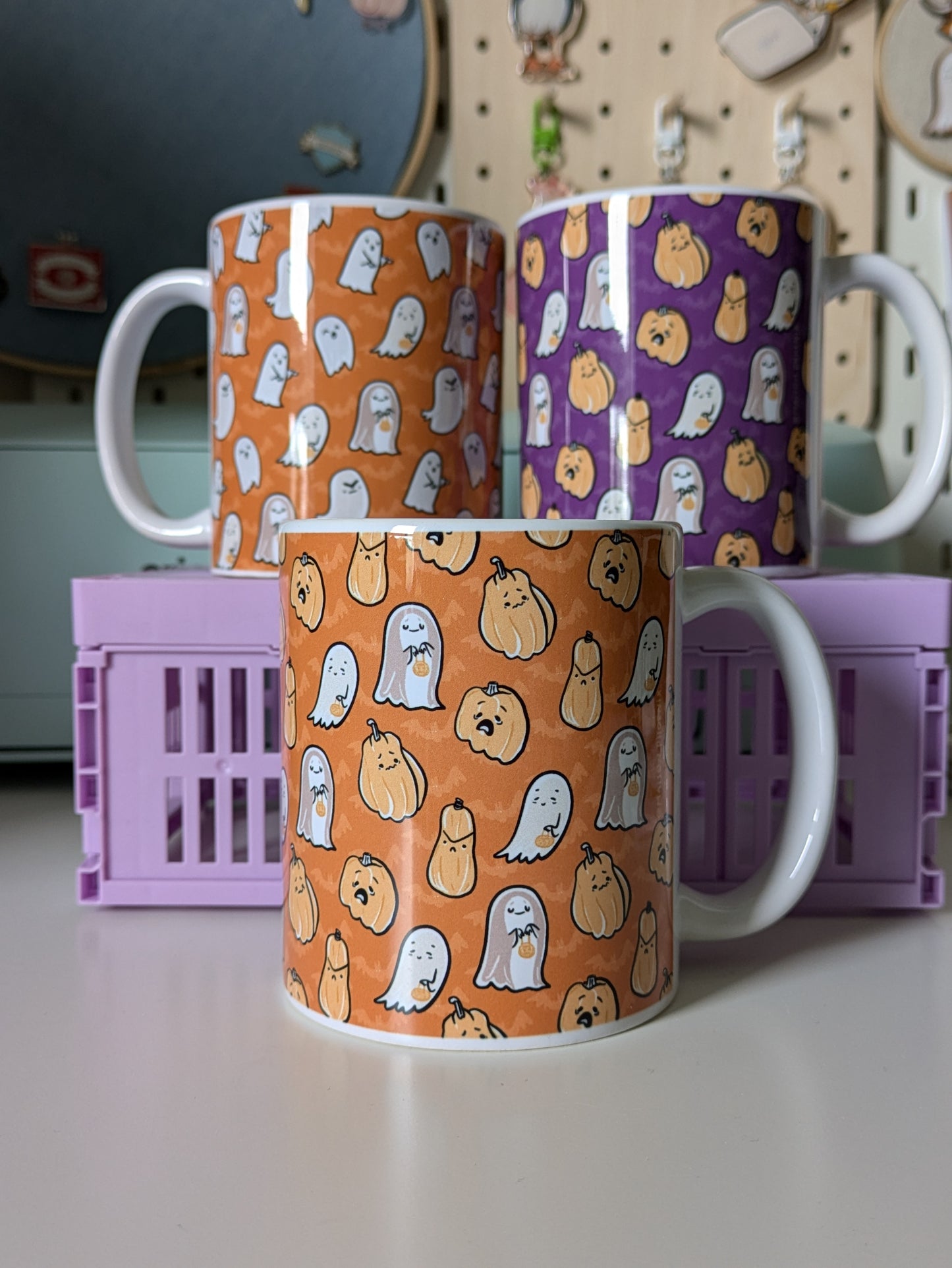 Orange Ghosts And Pumpkins Ceramic Mug 6