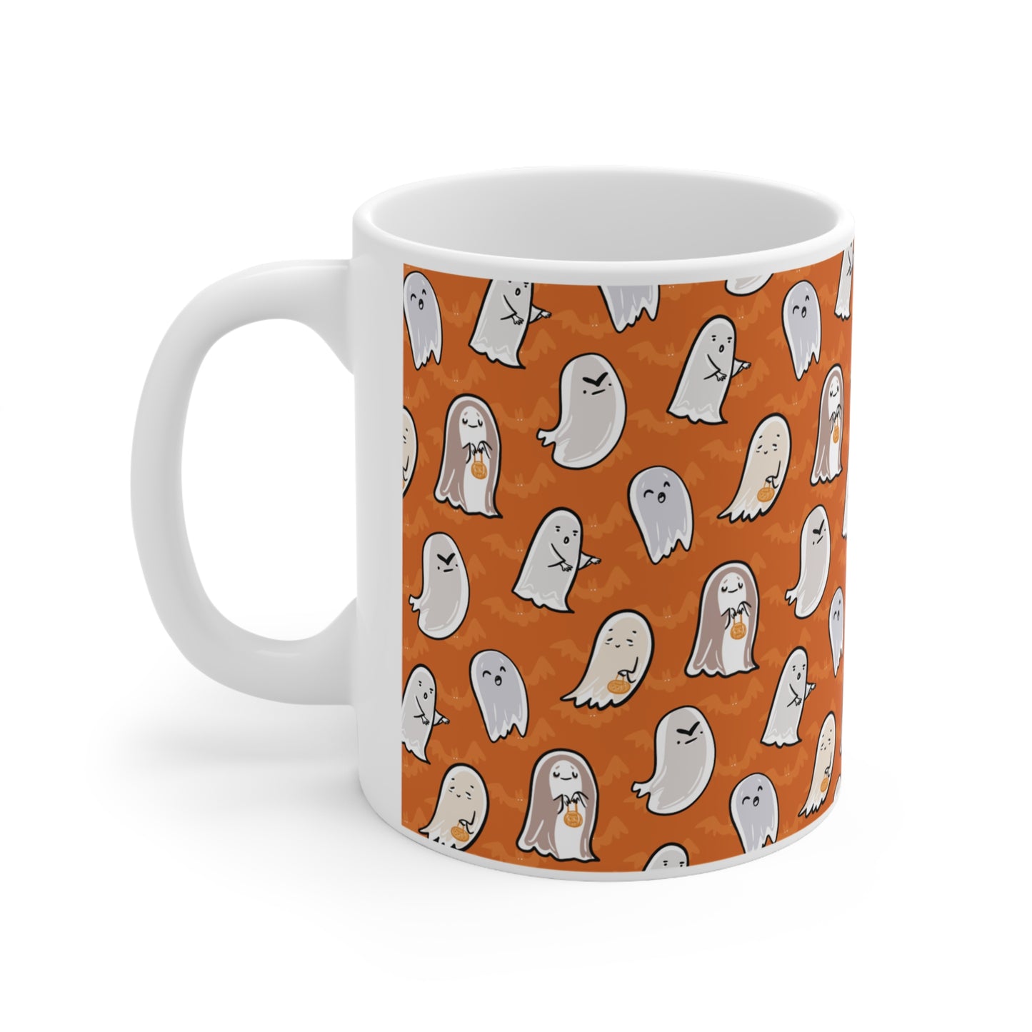 Orange Ghosts Ceramic Mug 3