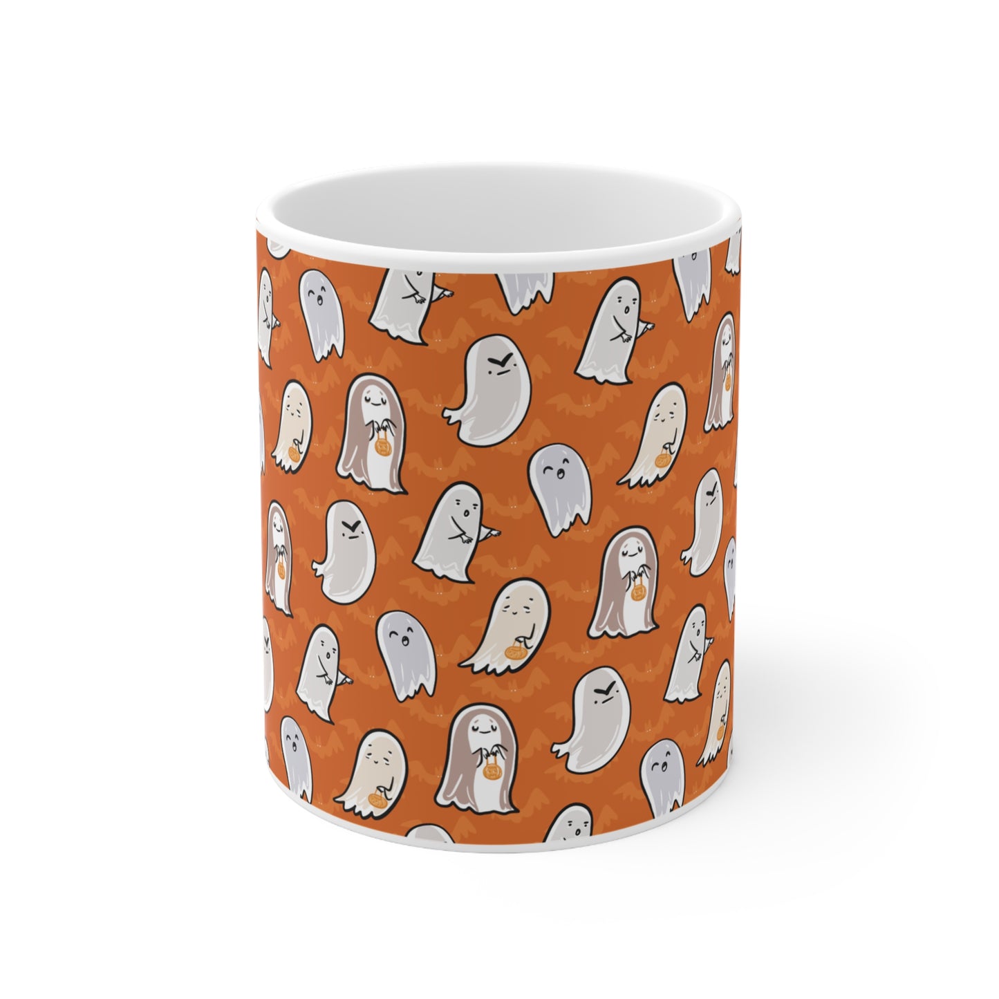 Orange Ghosts Ceramic Mug 4
