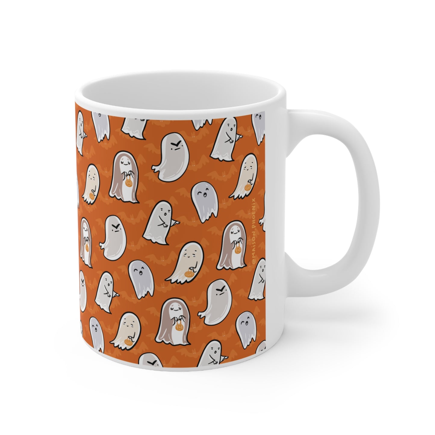 Orange Ghosts Ceramic Mug 5