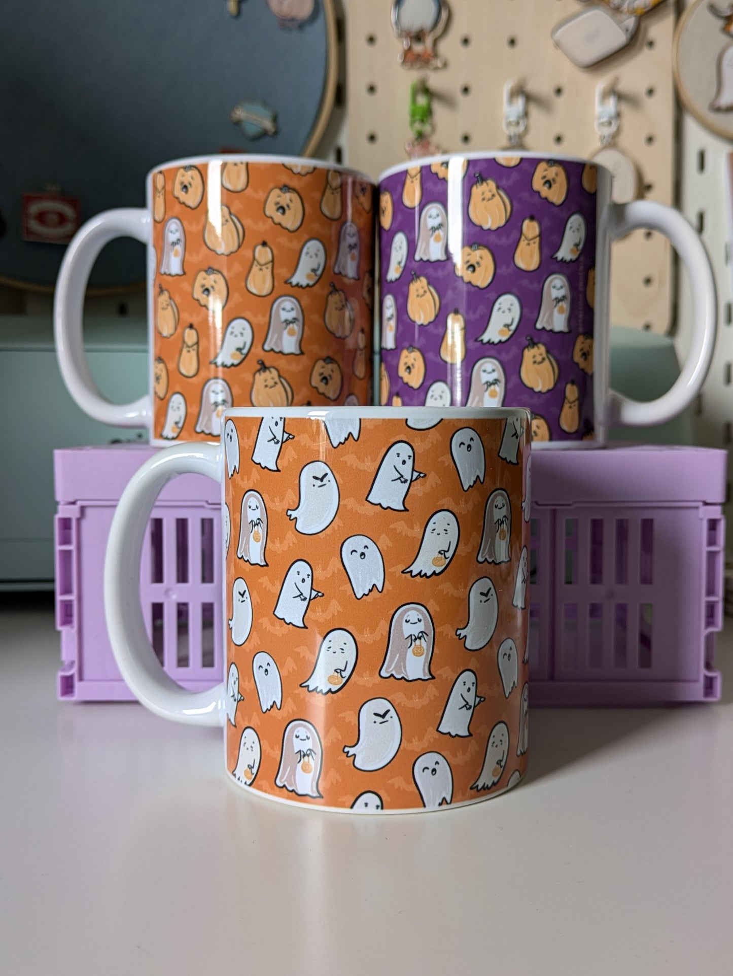 Orange Ghosts Ceramic Mug 6