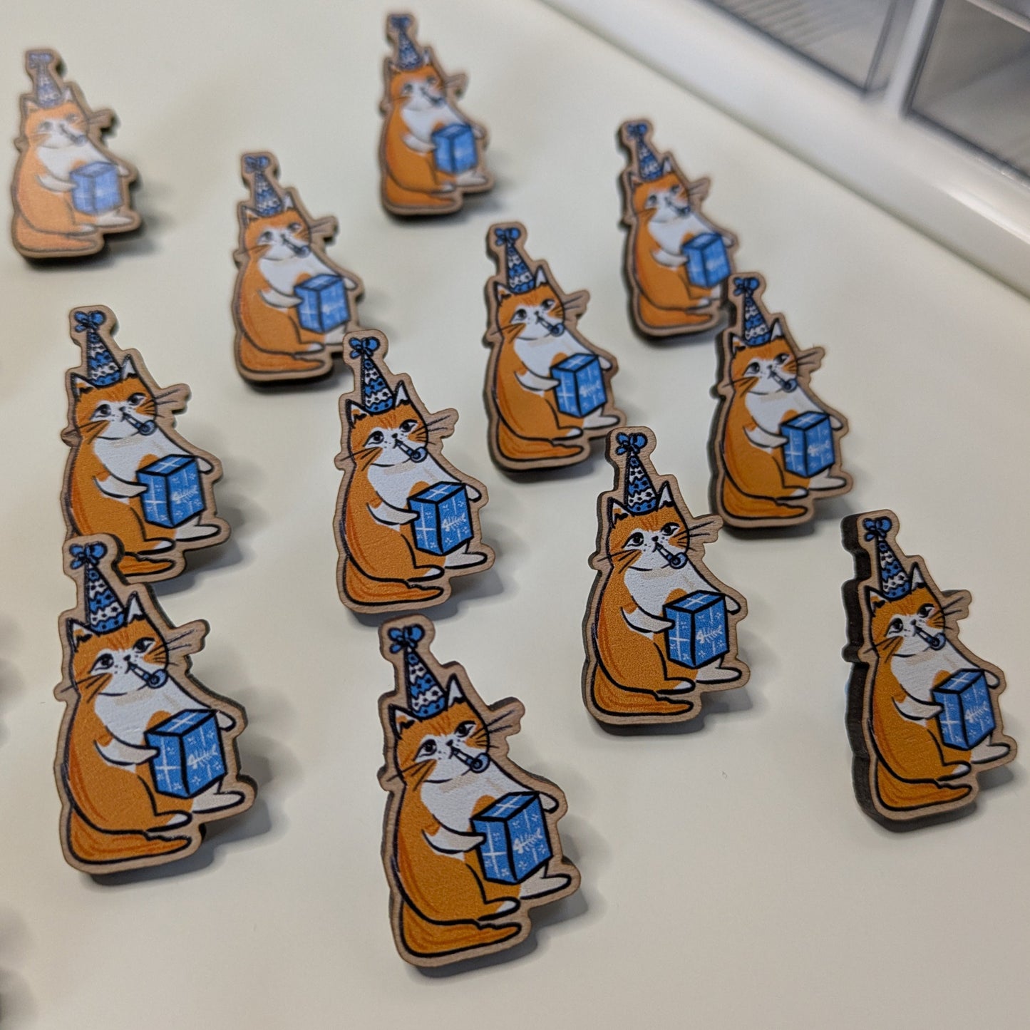 Party Cat Wooden Pin 4