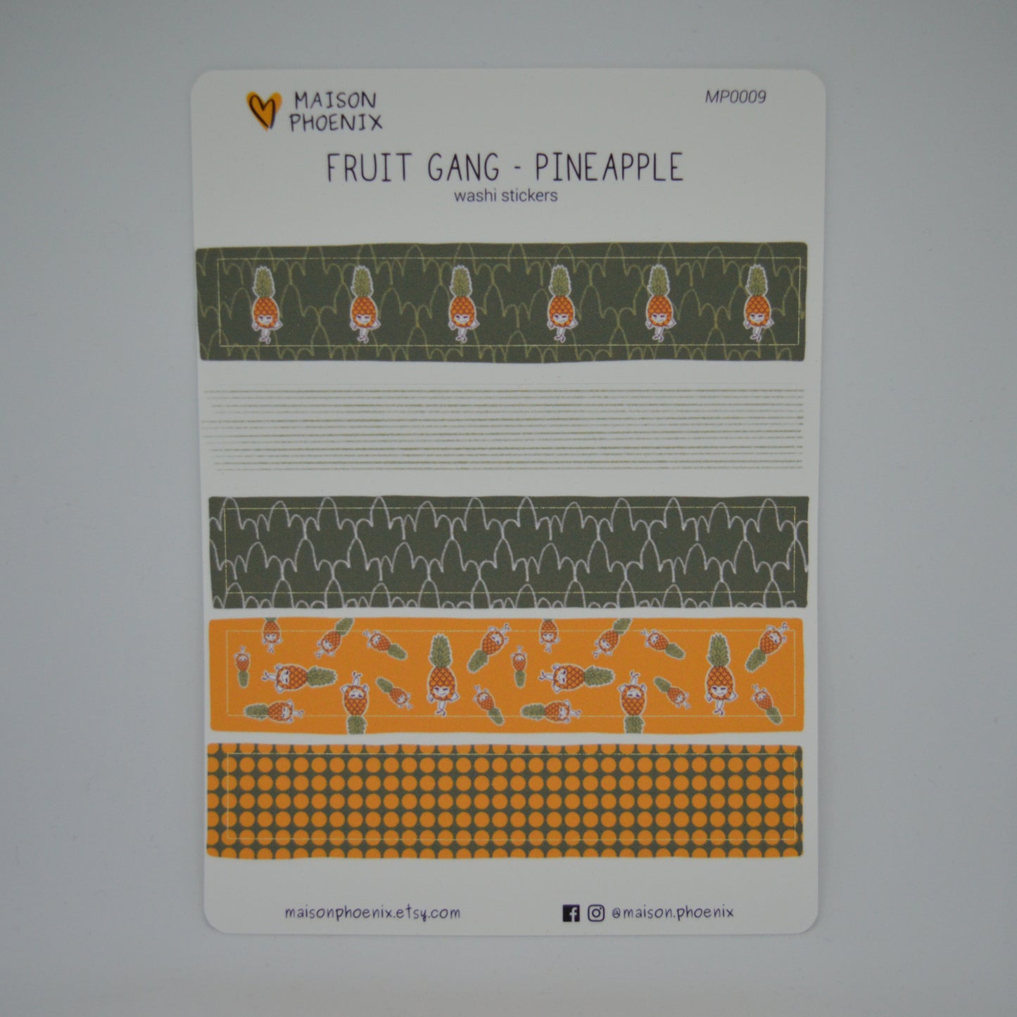 Pineapple Washi Tape Style Sticker Sheet (Fruit Gang) 2