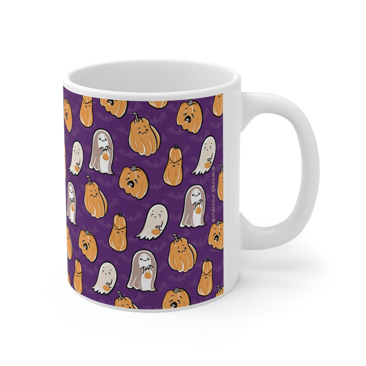 Purple Ghosts And Pumpkins Ceramic Mug 4