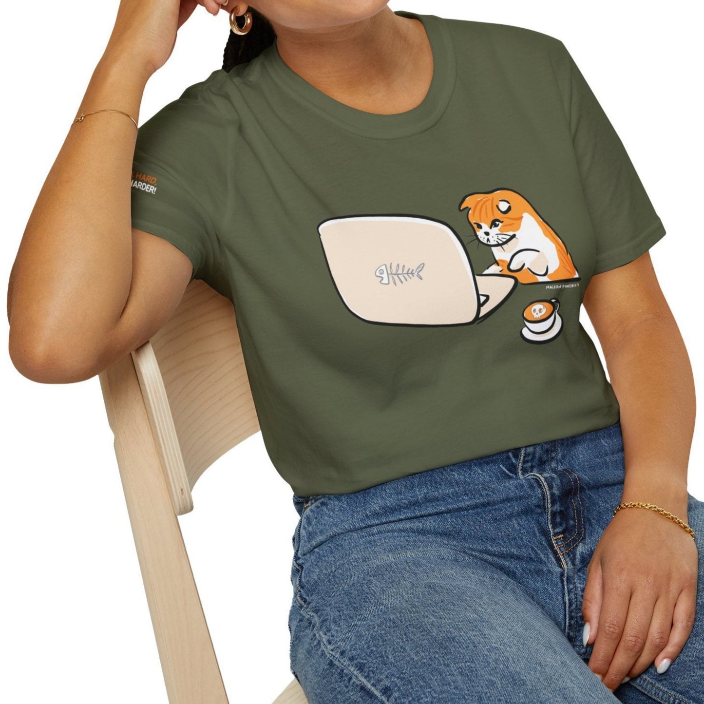 Purr Boss Kitty T-Shirt - Military Green