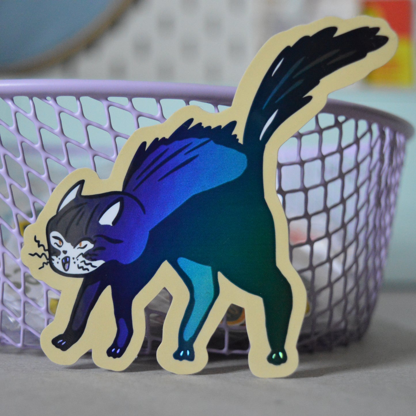 Spooky Kitty Holographic Sticker