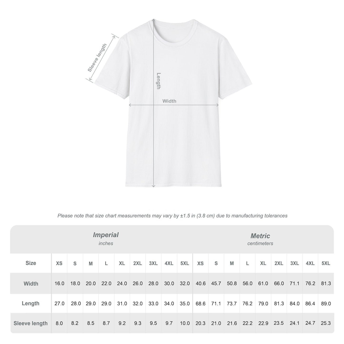 T-shirt measurements