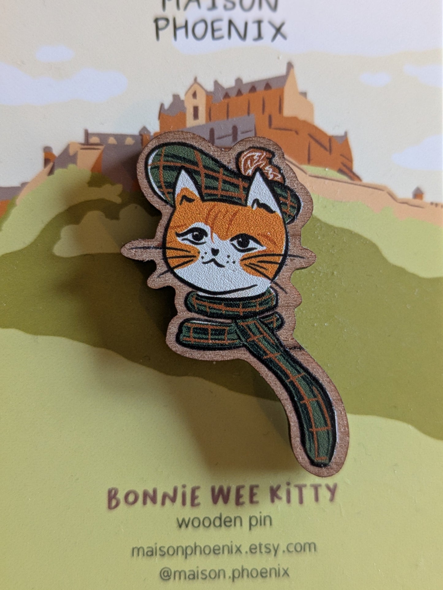 Bonnie Wee Kitty Wooden Pin - Seconds