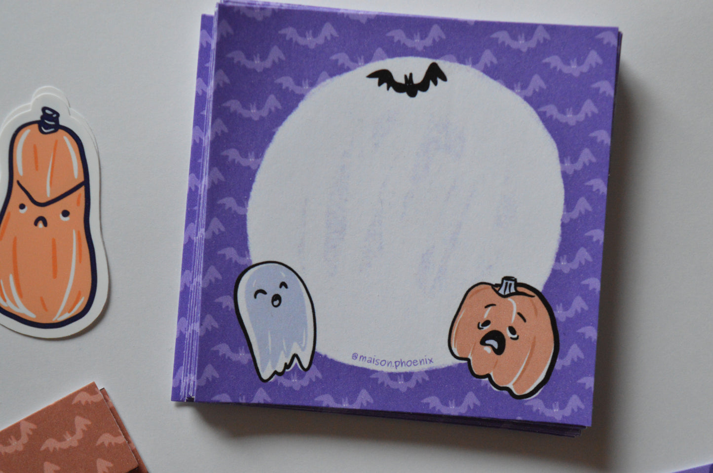 Halloween Ghost and Pumpkin Memopad (Purple) 3