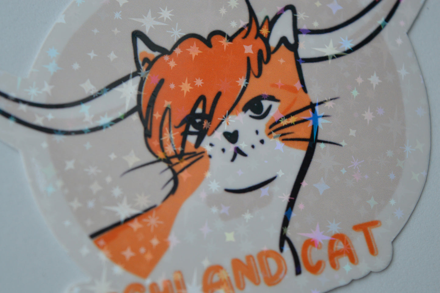Holographic Highland Cat Sticker 2