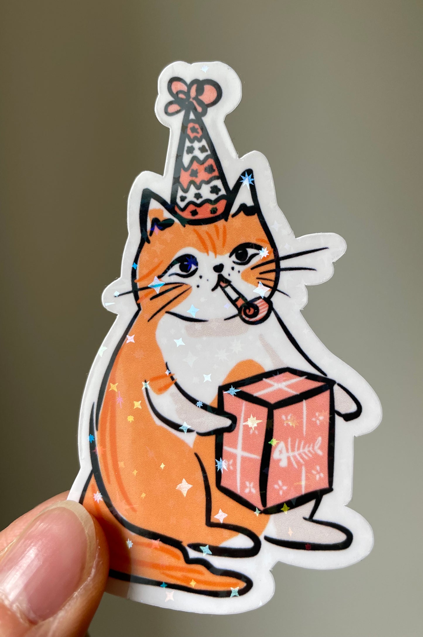 Holographic Party Cat Sticker 4
