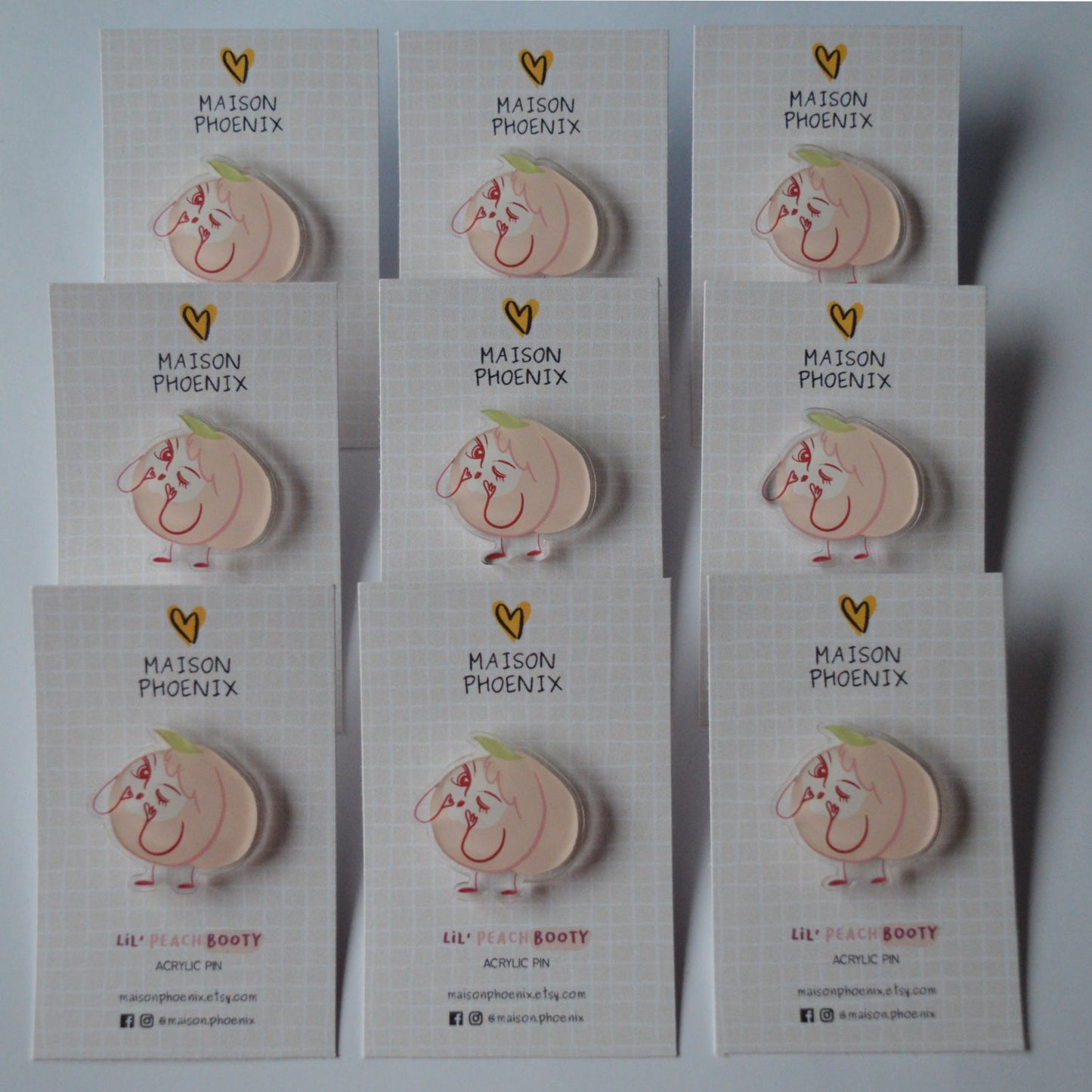 Peach Acrylic Pin