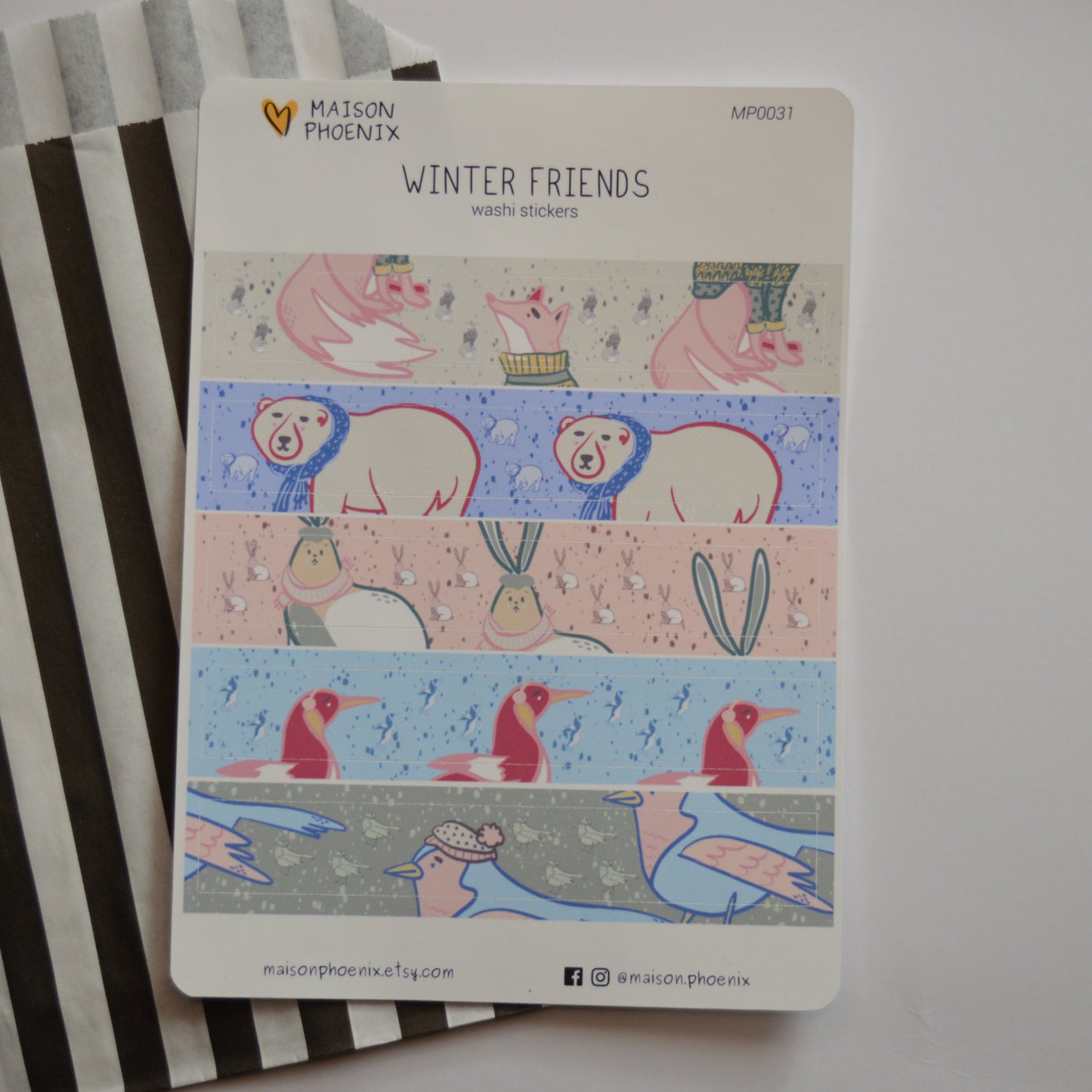 Winter Friends Washi Tape Style Stickers 1