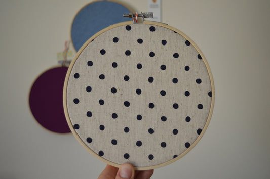 Navy Polka Dot 15cm / 6" Pin Display 1