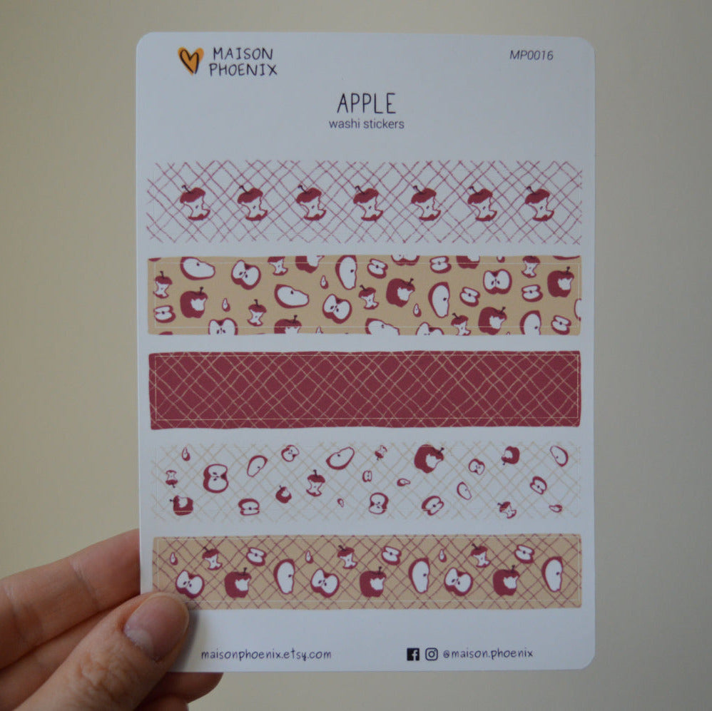 Apple Washi Tape Style Sticker Sheet 1