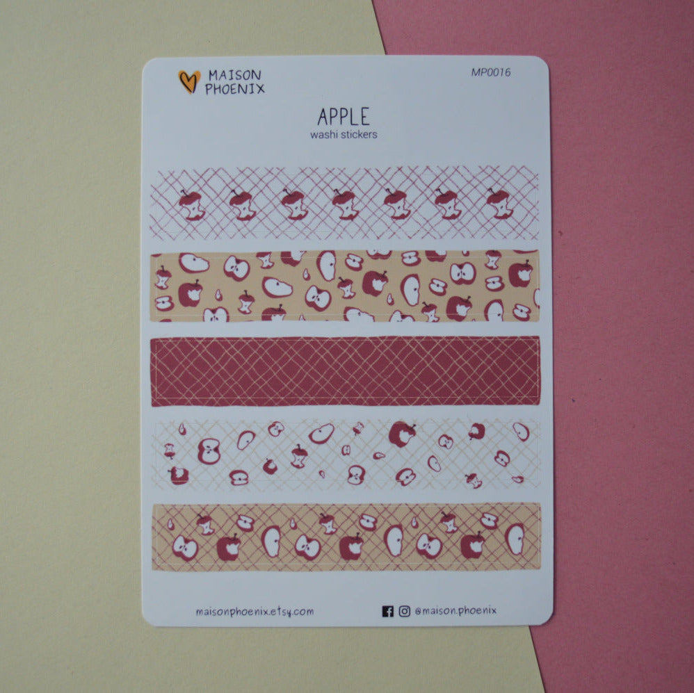 Apple Washi Tape Style Sticker Sheet 2