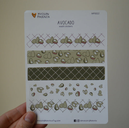 Avocado Washi Tape Style Sticker Sheet 1