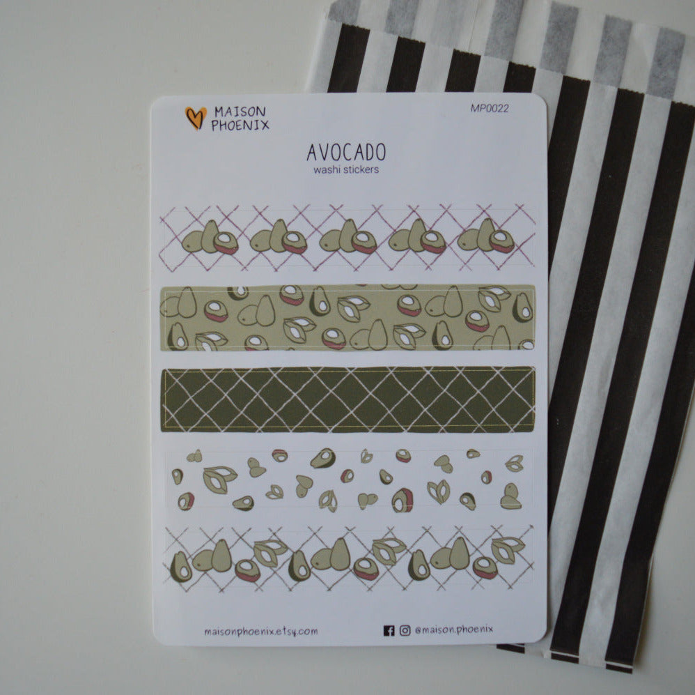 Avocado Washi Tape Style Sticker Sheet 2