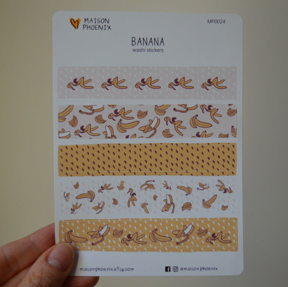 Banana Washi Tape Style Sticker Sheet 1