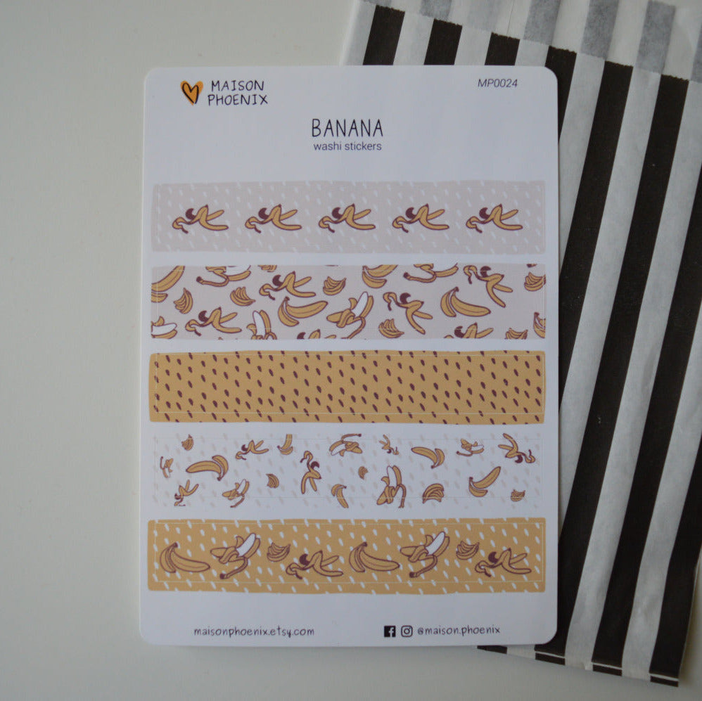 Banana Washi Tape Style Sticker Sheet 2