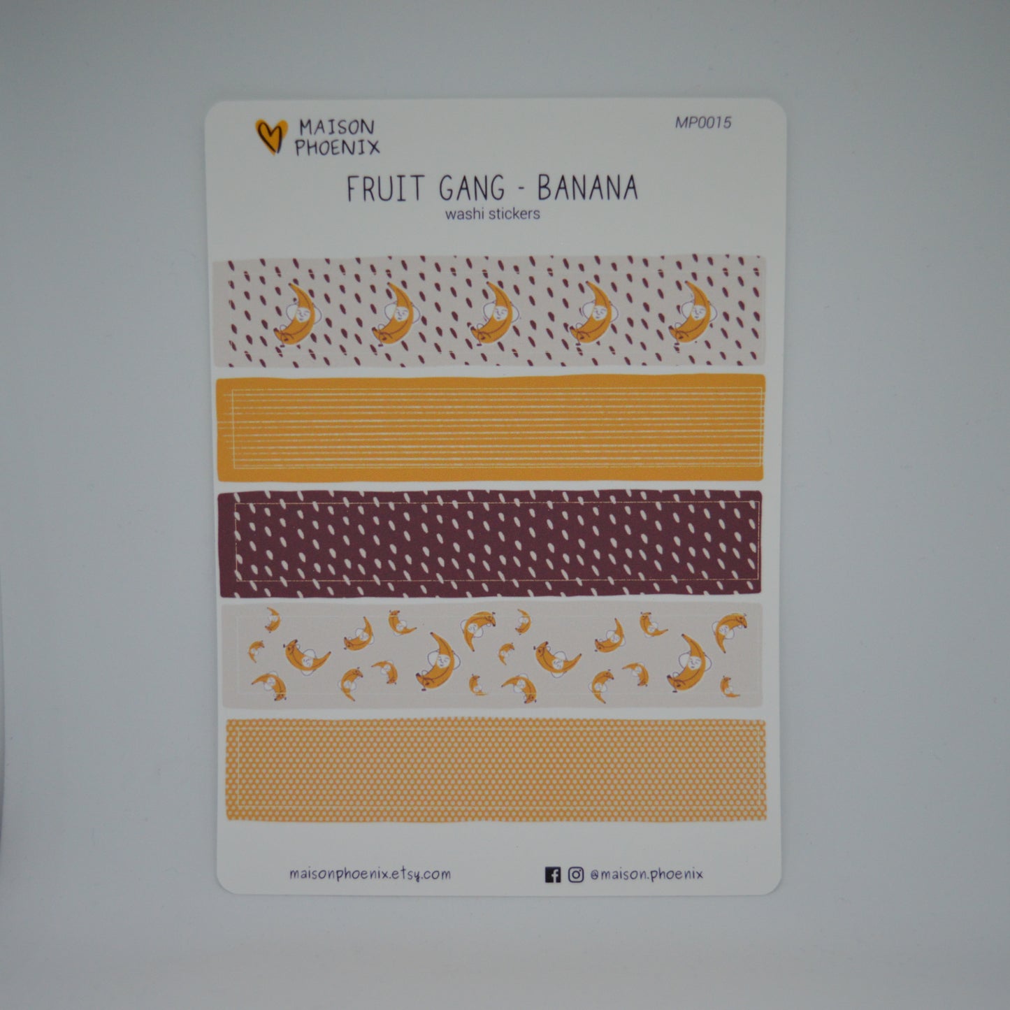 Banana Washi Tape Style Sticker Sheet (Fruit Gang) 2