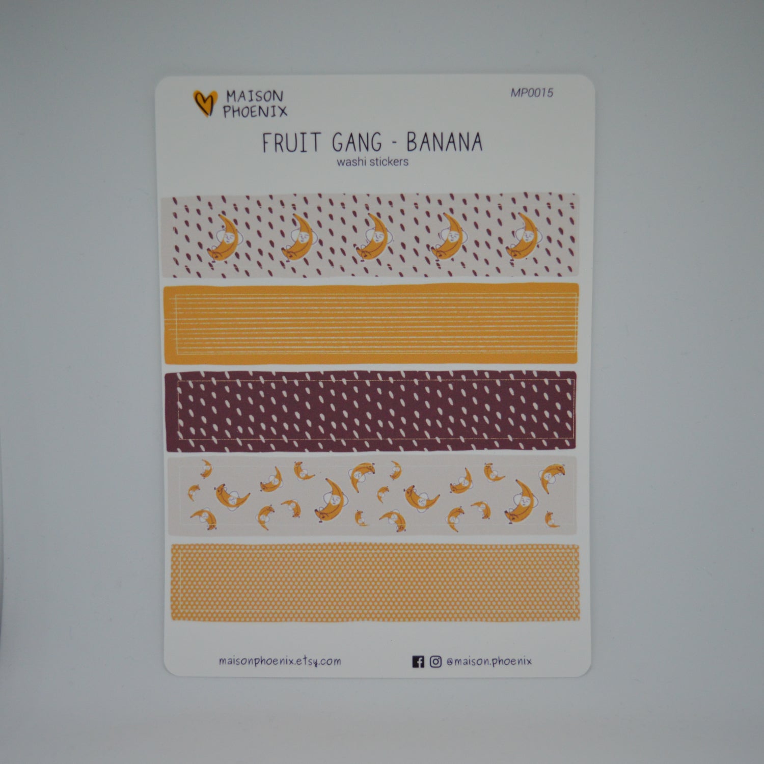 Banana Washi Tape Style Sticker Sheet (Fruit Gang) 2