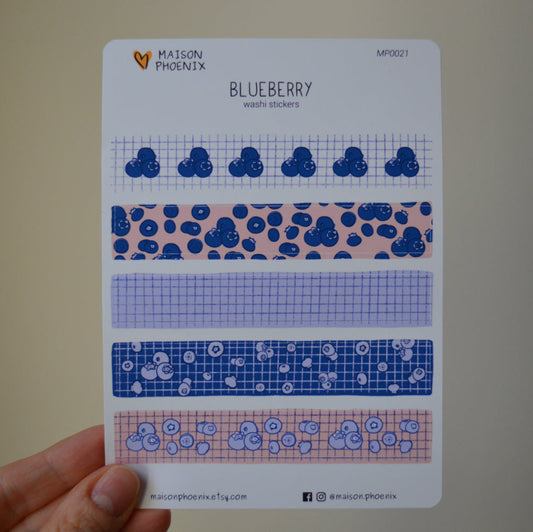 Blueberry Washi Tape Style Sticker Sheet 1