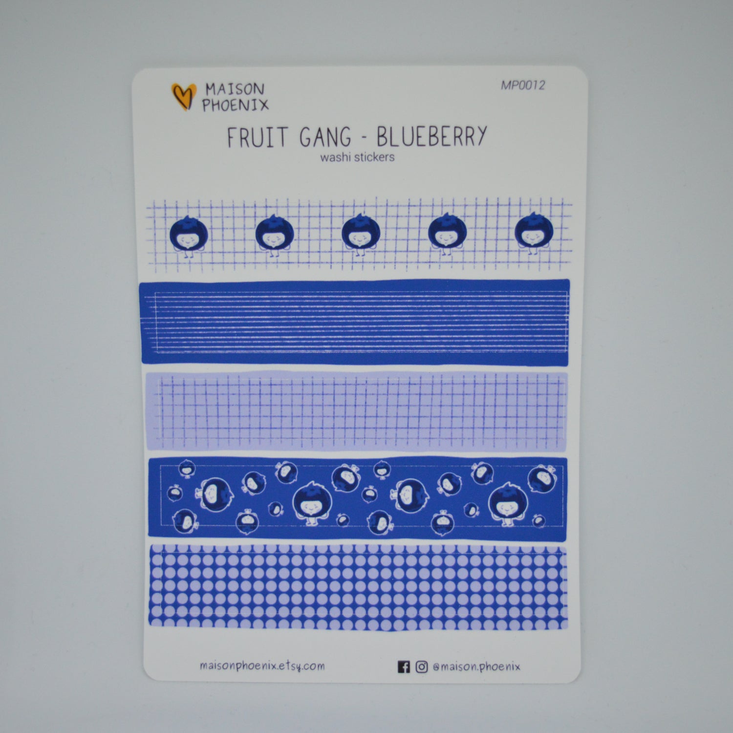 Blueberry Washi Tape Style Sticker Sheet (Fruit Gang) 2