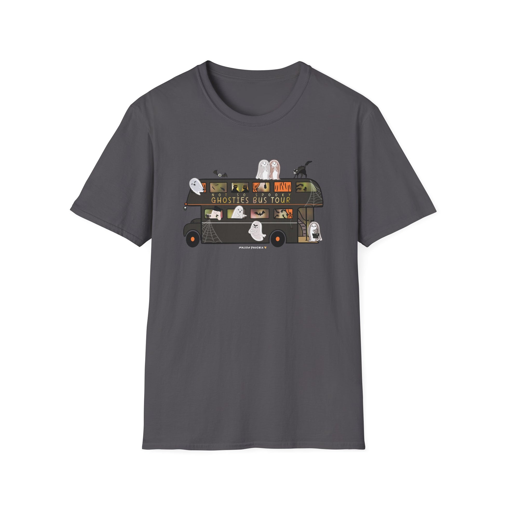 Ghosties Bus Tour T-Shirt - Charcoal 1