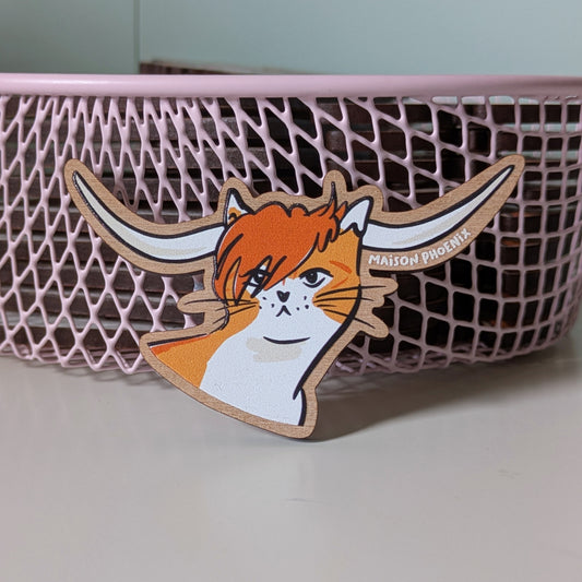 Highland Cat Wooden Magnet 1