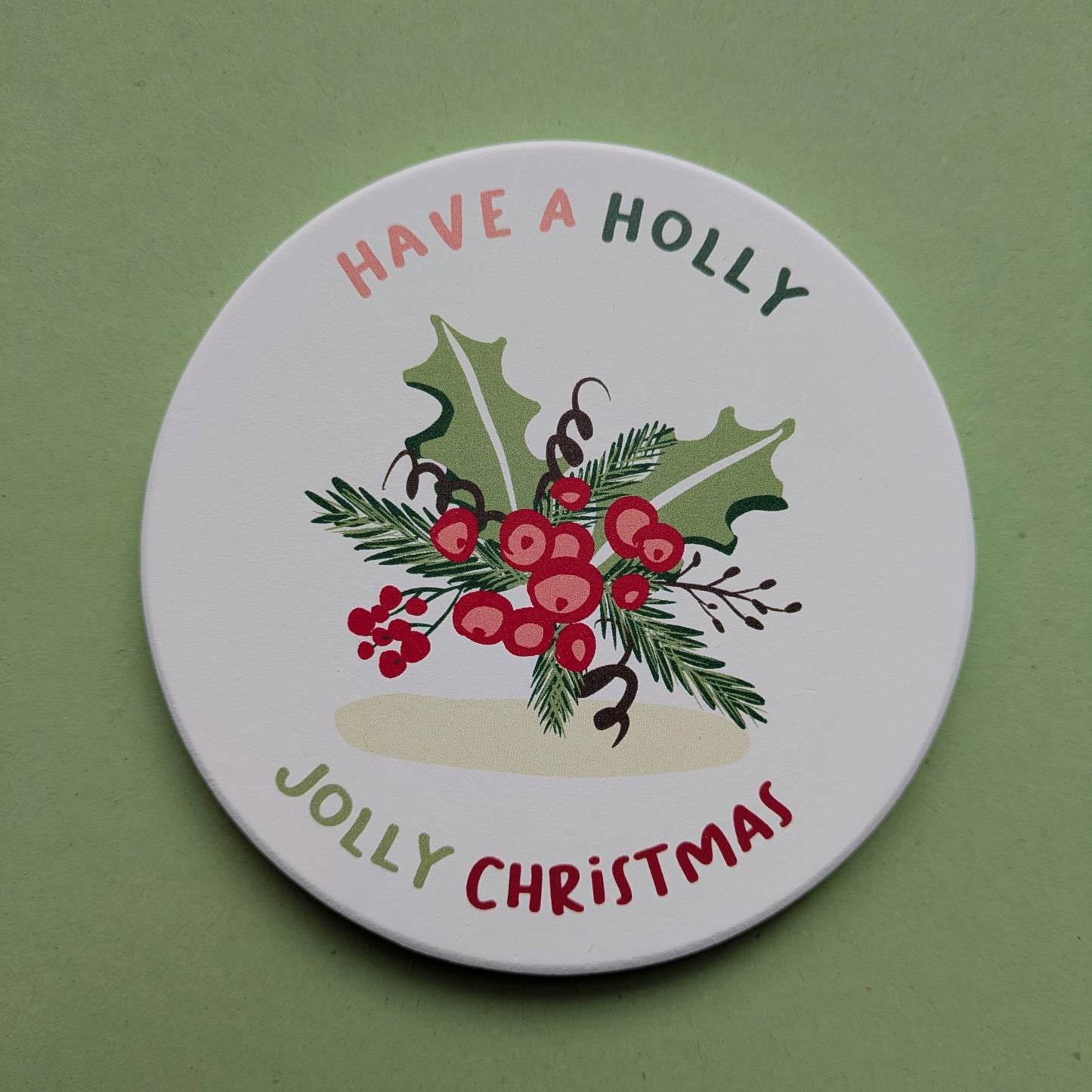 Holly Ceramic Coaster