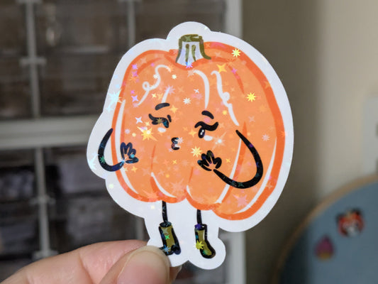 Holographic Gourdgeous Pumpkin Sticker 1