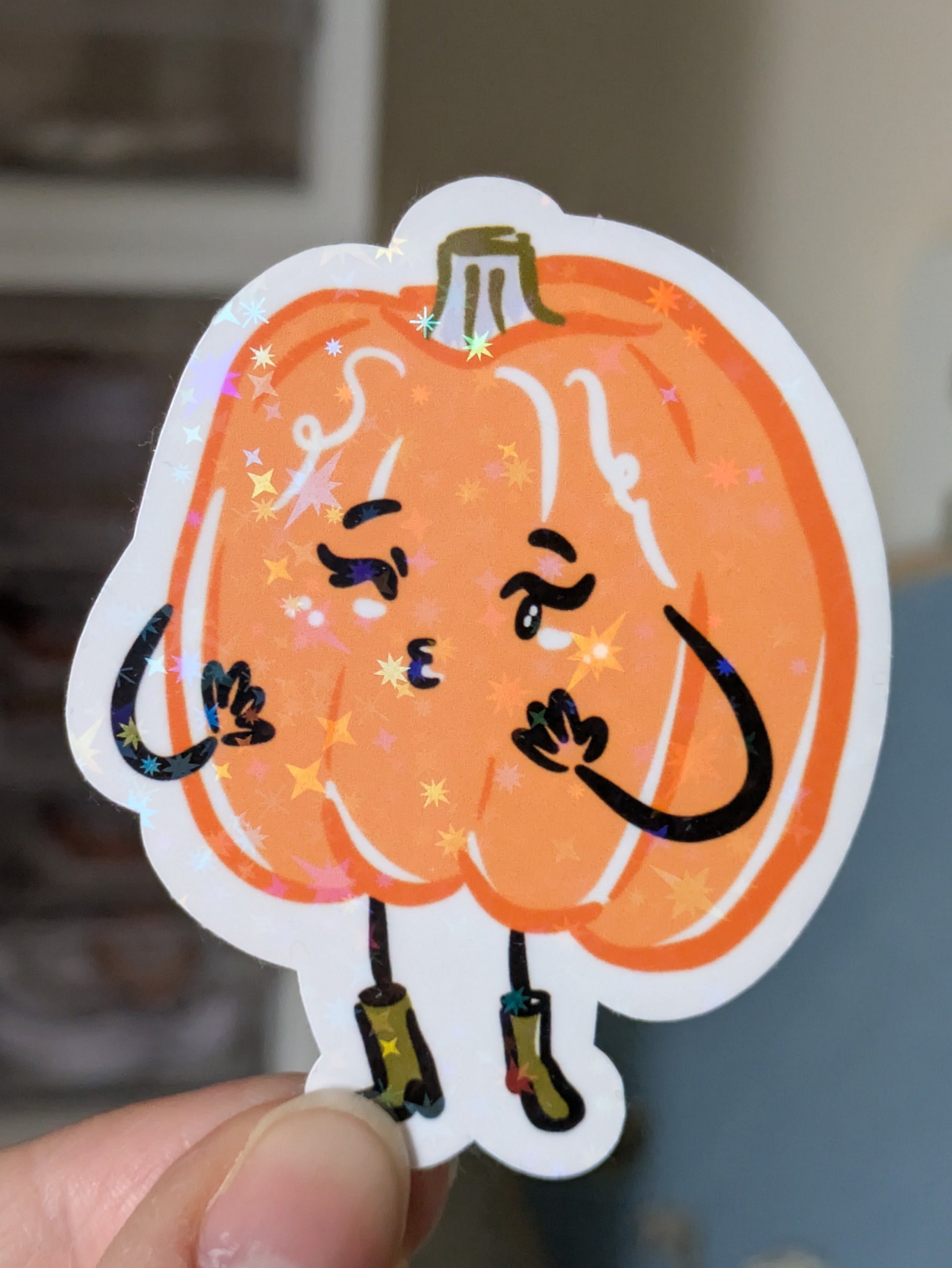 Holographic Gourdgeous Pumpkin Sticker 2