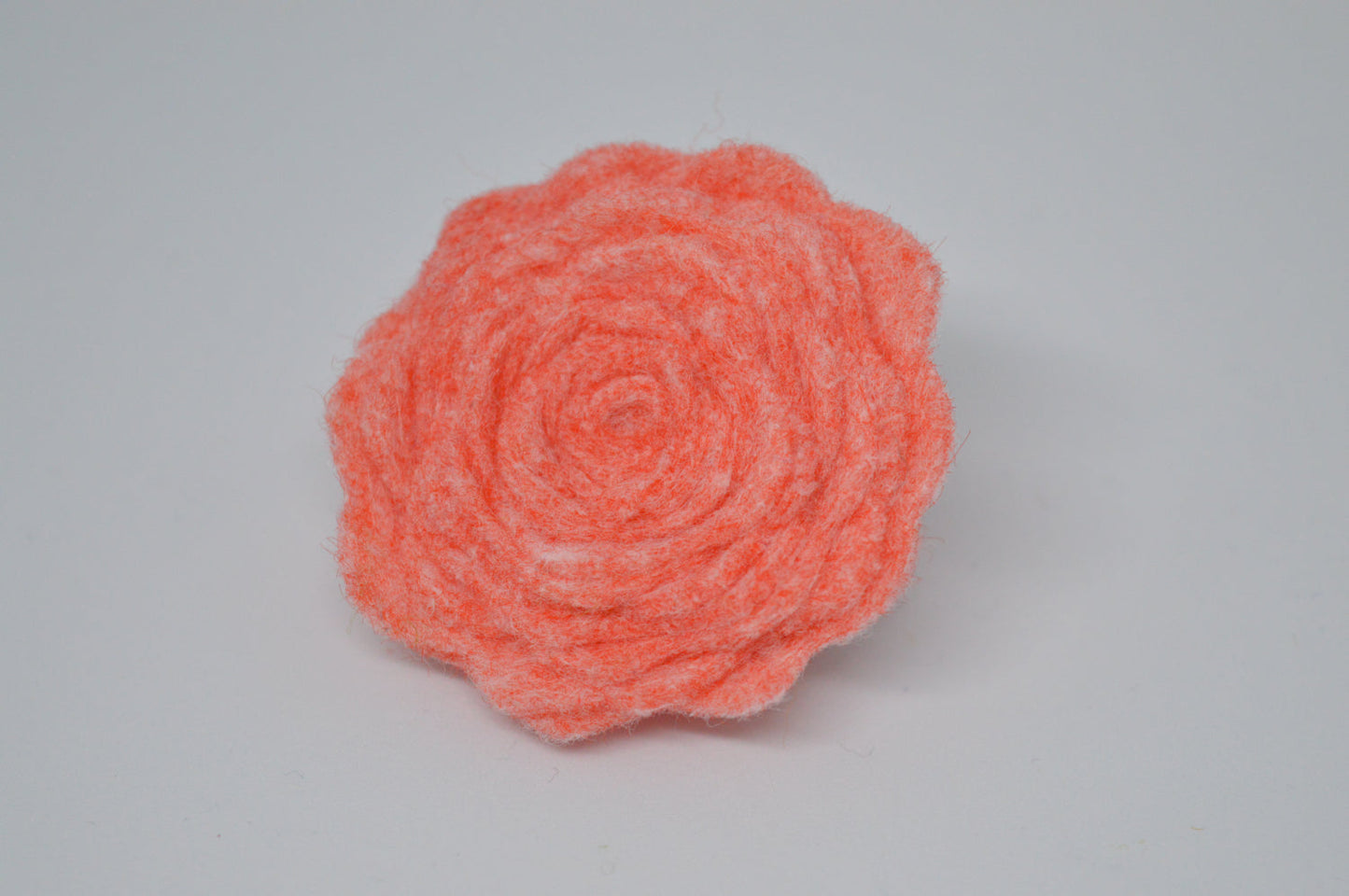 Orange Felt Flower Brooch Coral