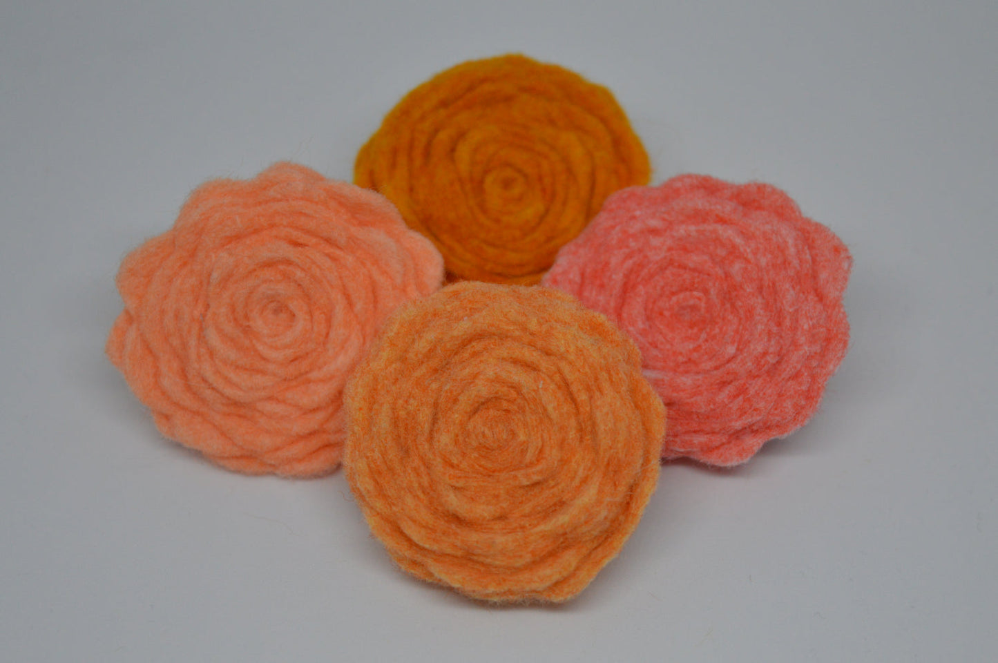 Orange Felt Flower Brooch 1