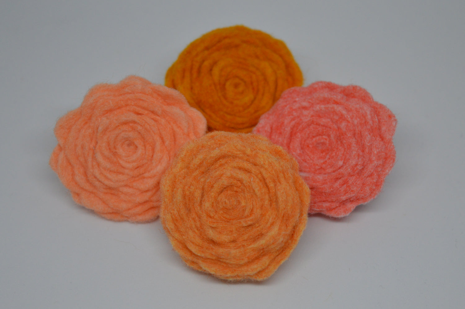 Orange Felt Flower Brooch 1