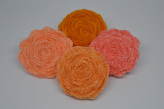 Orange Felt Flower Brooch 1