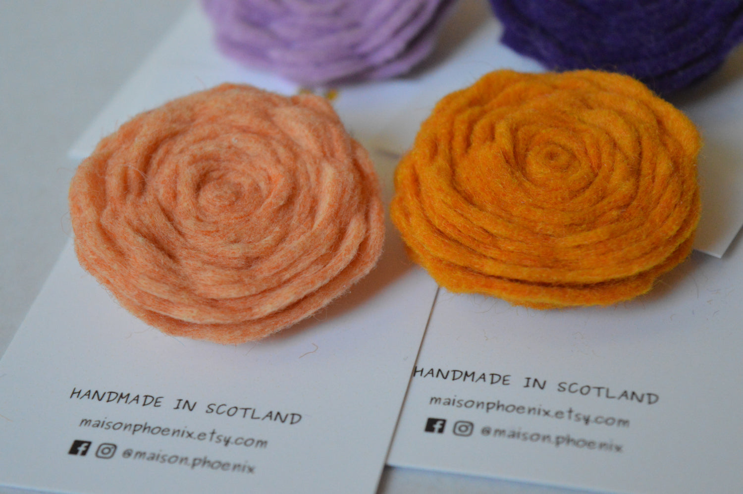 Orange Felt Flower Brooch 5