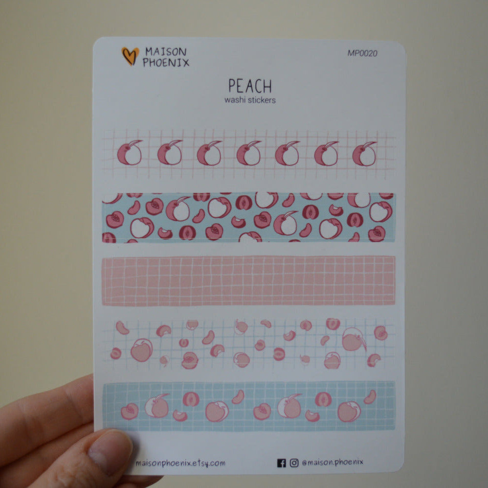 Peach Washi Tape Style Sticker Sheet 1