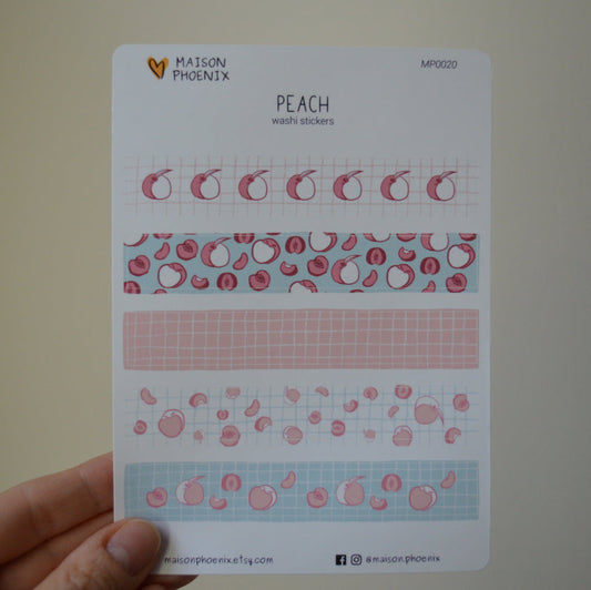 Peach Washi Tape Style Sticker Sheet 1