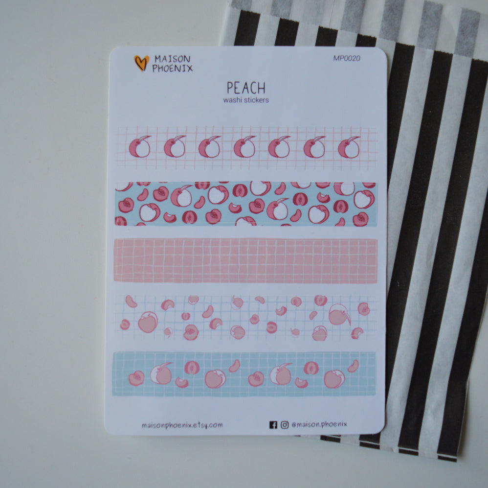 Peach Washi Tape Style Sticker Sheet 2